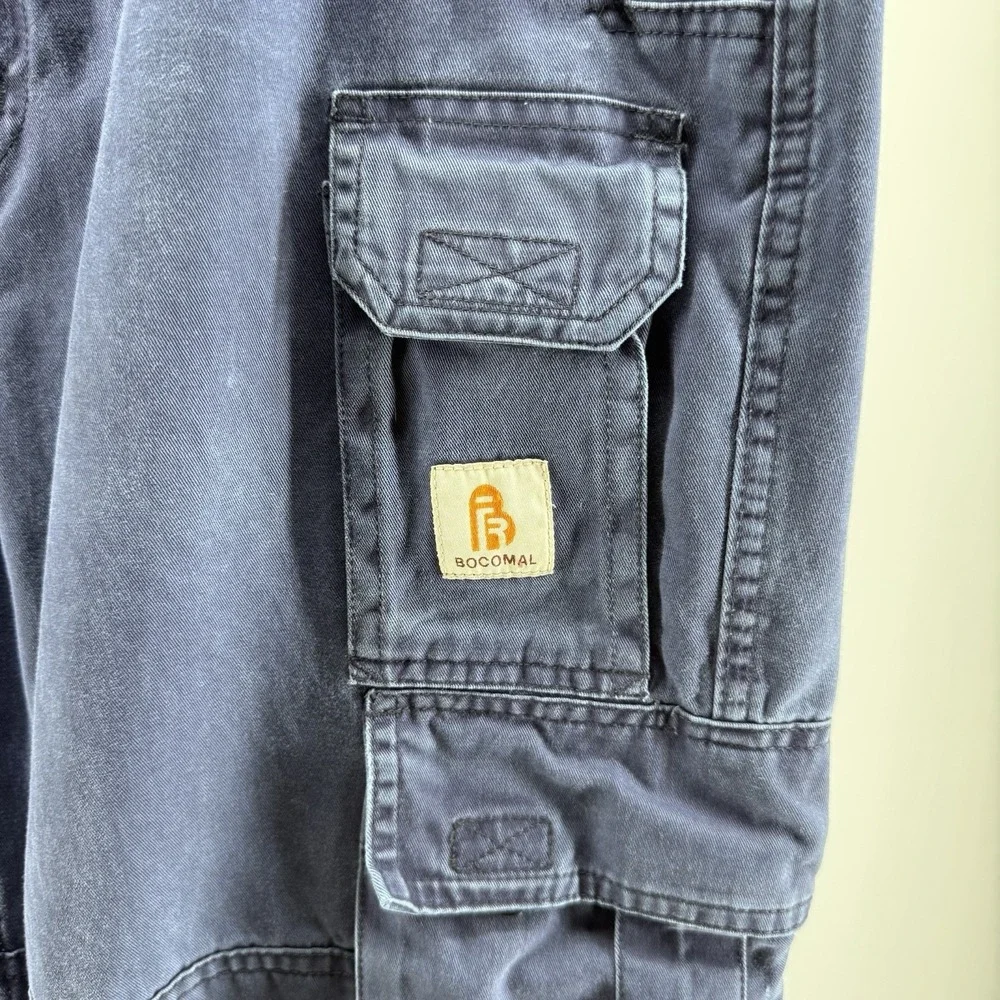 Bocomal FR Cargo Work Pants 36X32 Flame Resistant Hi Vis Reflective Utility Navy